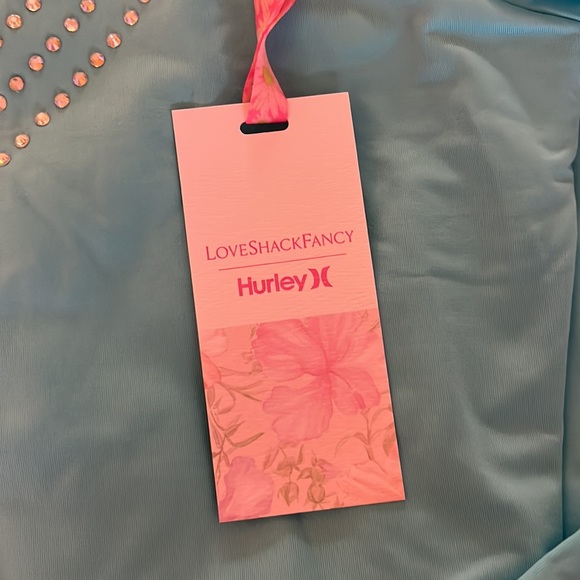 LoveShackFancy Blue Rhinestone Heart Rashguard Size Small - Picture 2 of 4